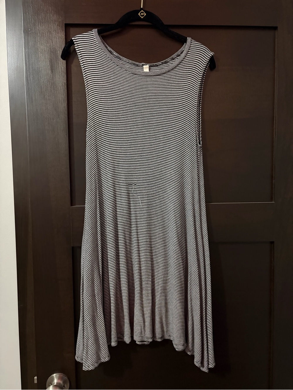 Elan Black & White Striped Swing Tunic Dress